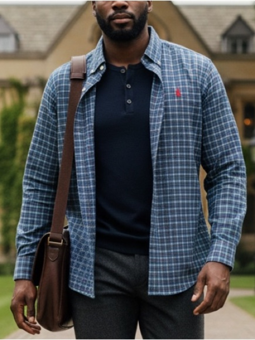 Ralph Lauren Button-Up Long Sleeve Plaid Classic RL Preppy Pony Logo Blue Label